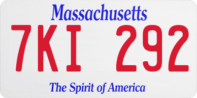 MA license plate 7KI292