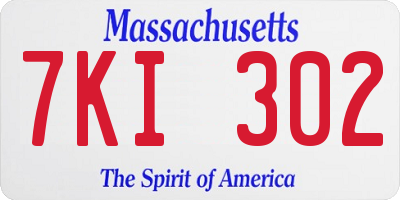 MA license plate 7KI302