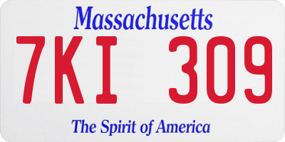 MA license plate 7KI309