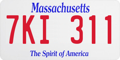 MA license plate 7KI311