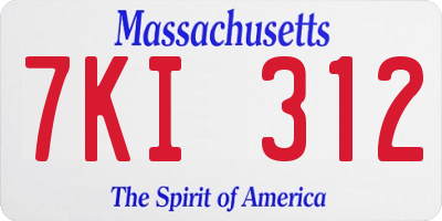 MA license plate 7KI312