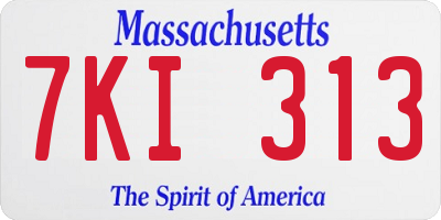 MA license plate 7KI313