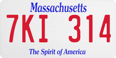 MA license plate 7KI314