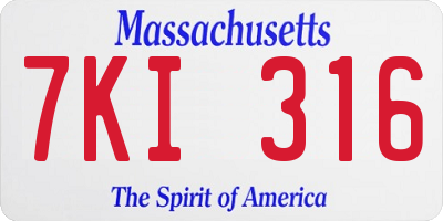 MA license plate 7KI316