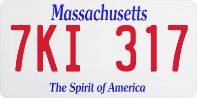 MA license plate 7KI317