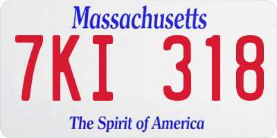 MA license plate 7KI318