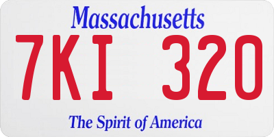 MA license plate 7KI320