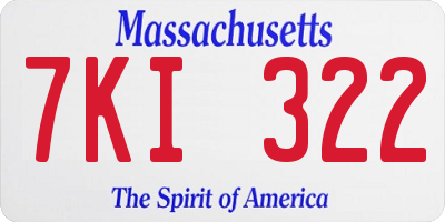 MA license plate 7KI322