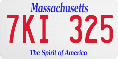 MA license plate 7KI325