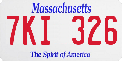 MA license plate 7KI326