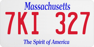 MA license plate 7KI327
