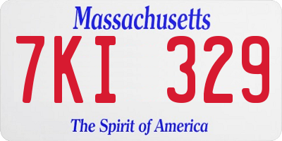 MA license plate 7KI329