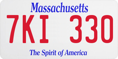 MA license plate 7KI330