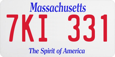 MA license plate 7KI331
