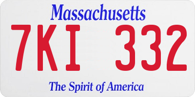 MA license plate 7KI332