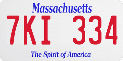MA license plate 7KI334
