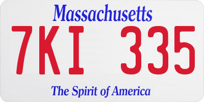MA license plate 7KI335