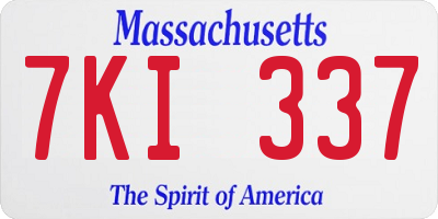 MA license plate 7KI337