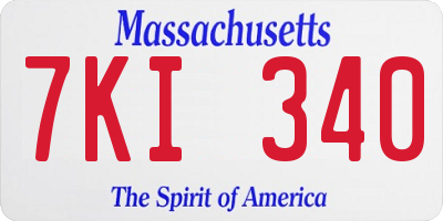 MA license plate 7KI340
