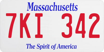 MA license plate 7KI342