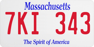 MA license plate 7KI343