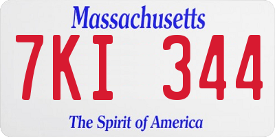 MA license plate 7KI344