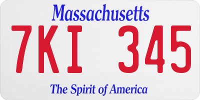 MA license plate 7KI345