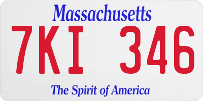 MA license plate 7KI346