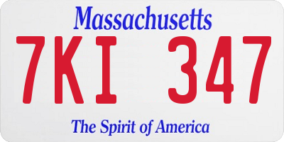 MA license plate 7KI347