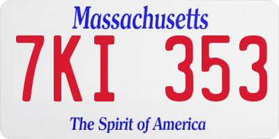 MA license plate 7KI353