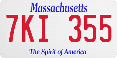 MA license plate 7KI355