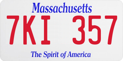 MA license plate 7KI357