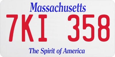 MA license plate 7KI358