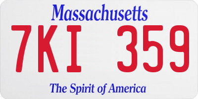MA license plate 7KI359