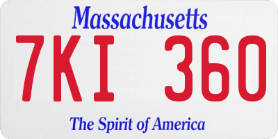 MA license plate 7KI360