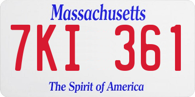 MA license plate 7KI361