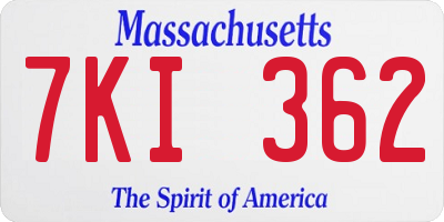 MA license plate 7KI362