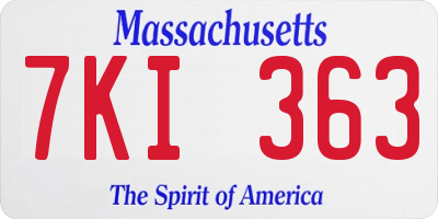 MA license plate 7KI363