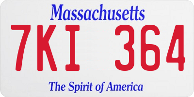 MA license plate 7KI364