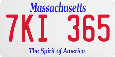 MA license plate 7KI365