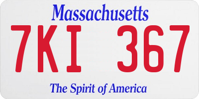 MA license plate 7KI367