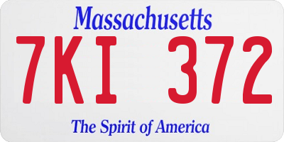 MA license plate 7KI372