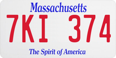MA license plate 7KI374