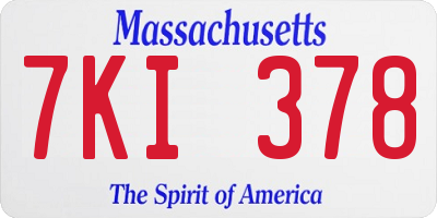 MA license plate 7KI378