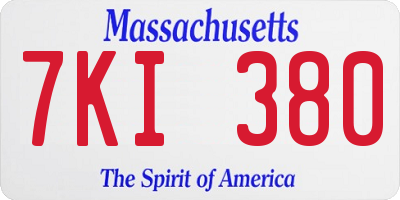 MA license plate 7KI380