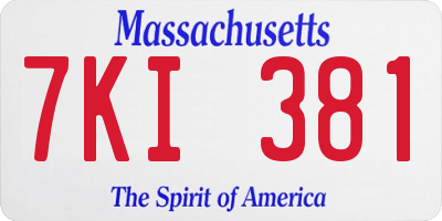 MA license plate 7KI381