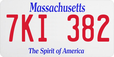 MA license plate 7KI382