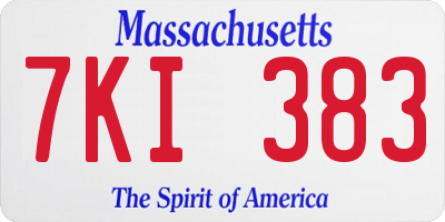 MA license plate 7KI383