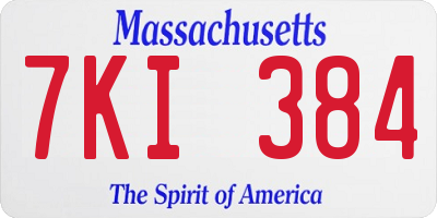 MA license plate 7KI384