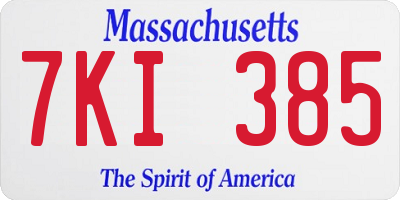 MA license plate 7KI385
